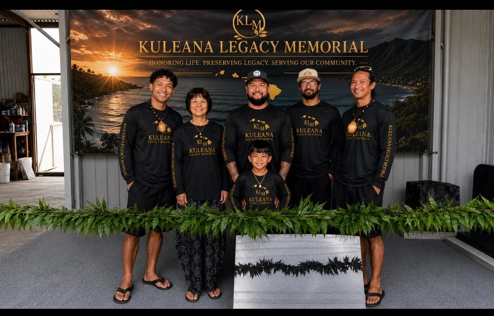 The Kuleana Legacy Memorial family together beneath their business banner